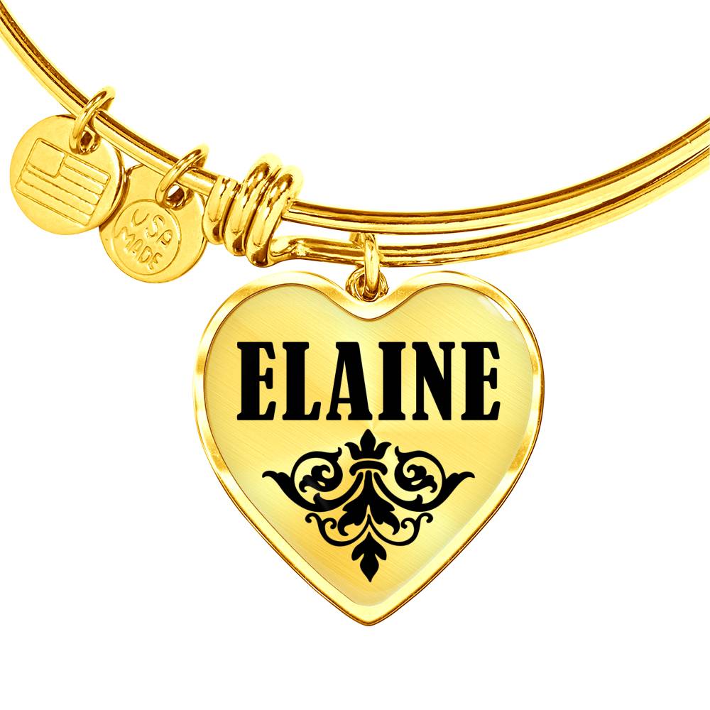 Elaine v01 - 18k Gold Finished Heart Pendant Bangle Bracelet