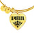 Amelia v01 - 18k Gold Finished Heart Pendant Bangle Bracelet