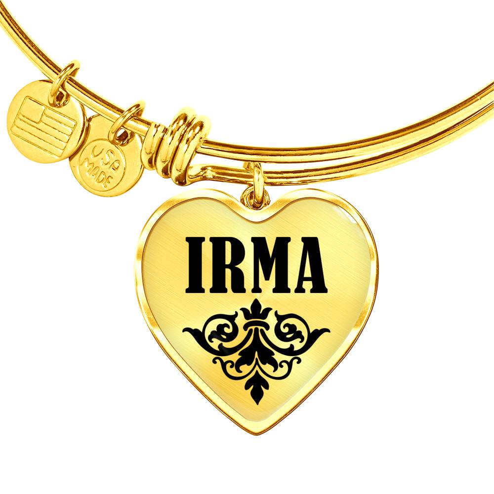 Irma v01 - 18k Gold Finished Heart Pendant Bangle Bracelet