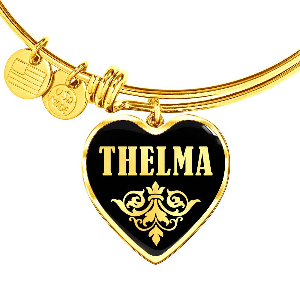 Thelma v02 - 18k Gold Finished Heart Pendant Bangle Bracelet