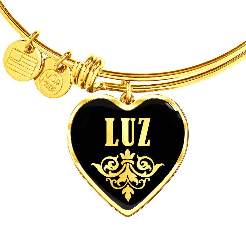 Luz v02 - 18k Gold Finished Heart Pendant Bangle Bracelet