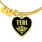 Teri v02 - 18k Gold Finished Heart Pendant Bangle Bracelet