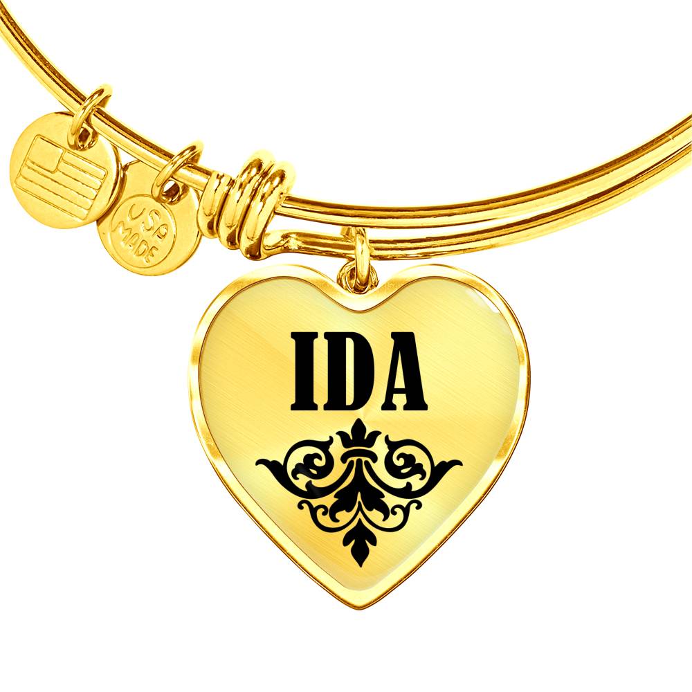 Ida v01 - 18k Gold Finished Heart Pendant Bangle Bracelet
