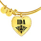 Ida v01 - 18k Gold Finished Heart Pendant Bangle Bracelet