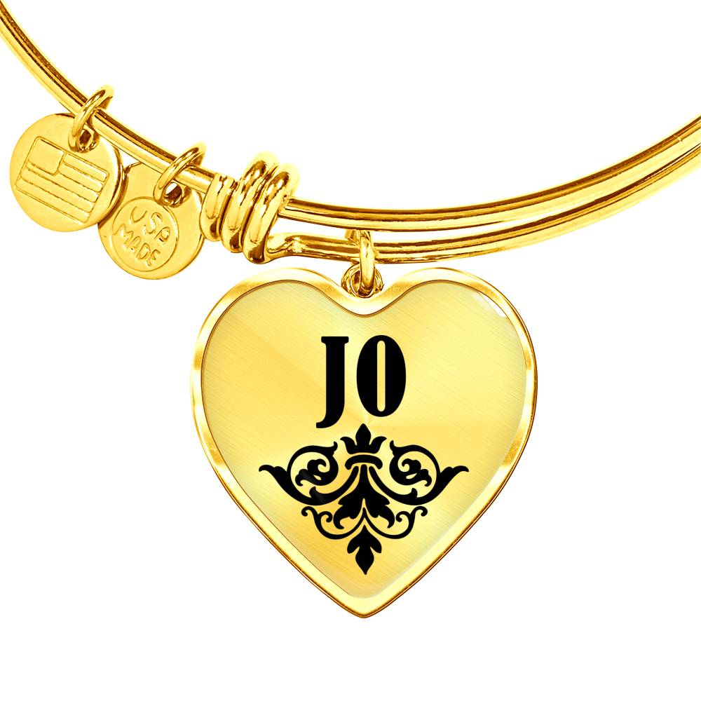 Jo v01 - 18k Gold Finished Heart Pendant Bangle Bracelet