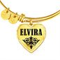Elvira  v01 - 18k Gold Finished Heart Pendant Bangle Bracelet