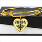 Freda  v01 - 18k Gold Finished Heart Pendant Bangle Bracelet