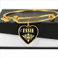 Essie v02 - 18k Gold Finished Heart Pendant Bangle Bracelet