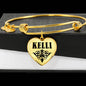 Kelli v01 - 18k Gold Finished Heart Pendant Bangle Bracelet
