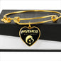 Mama, Est. 2022 v2 - 18k Gold Finished Heart Pendant Bangle Bracelet