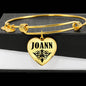 Joann v01 - 18k Gold Finished Heart Pendant Bangle Bracelet