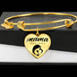 Mama, Est. 1994 - 18k Gold Finished Heart Pendant Bangle Bracelet