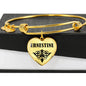 Ernestine v01 - 18k Gold Finished Heart Pendant Bangle Bracelet