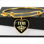 Teri v02 - 18k Gold Finished Heart Pendant Bangle Bracelet