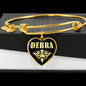 Debra v02 - 18k Gold Finished Heart Pendant Bangle Bracelet
