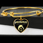 Mama, Est. 1992 v2 - 18k Gold Finished Heart Pendant Bangle Bracelet