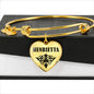 Henrietta  v01 - 18k Gold Finished Heart Pendant Bangle Bracelet
