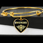 Rosemarie v02 - 18k Gold Finished Heart Pendant Bangle Bracelet
