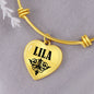 Lila  v01 - 18k Gold Finished Heart Pendant Bangle Bracelet
