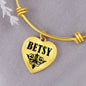Betsy  v01 - 18k Gold Finished Heart Pendant Bangle Bracelet