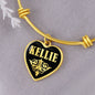 Kellie v02 - 18k Gold Finished Heart Pendant Bangle Bracelet