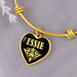 Essie v02 - 18k Gold Finished Heart Pendant Bangle Bracelet