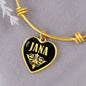 Jana v02 - 18k Gold Finished Heart Pendant Bangle Bracelet