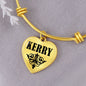 Kerry  v01 - 18k Gold Finished Heart Pendant Bangle Bracelet