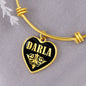 Darla v02 - 18k Gold Finished Heart Pendant Bangle Bracelet