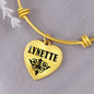 Lynette  v01 - 18k Gold Finished Heart Pendant Bangle Bracelet