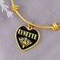 Lynette v02 - 18k Gold Finished Heart Pendant Bangle Bracelet