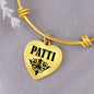 Patti  v01 - 18k Gold Finished Heart Pendant Bangle Bracelet