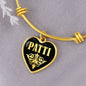 Patti v02 - 18k Gold Finished Heart Pendant Bangle Bracelet
