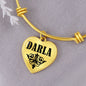Darla  v01 - 18k Gold Finished Heart Pendant Bangle Bracelet
