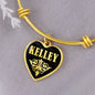 Kelley v02 - 18k Gold Finished Heart Pendant Bangle Bracelet