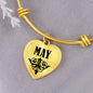 May  v01 - 18k Gold Finished Heart Pendant Bangle Bracelet