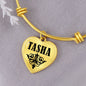 Tasha  v01 - 18k Gold Finished Heart Pendant Bangle Bracelet