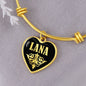 Lana v02 - 18k Gold Finished Heart Pendant Bangle Bracelet