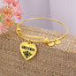 Gretchen  v01 - 18k Gold Finished Heart Pendant Bangle Bracelet