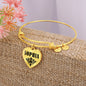 Sophia  v01 - 18k Gold Finished Heart Pendant Bangle Bracelet