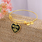 Olive v02 - 18k Gold Finished Heart Pendant Bangle Bracelet