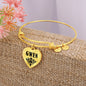 Gwen  v01 - 18k Gold Finished Heart Pendant Bangle Bracelet
