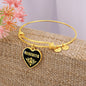 Meredith v02 - 18k Gold Finished Heart Pendant Bangle Bracelet