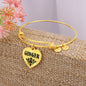 Ginger  v01 - 18k Gold Finished Heart Pendant Bangle Bracelet