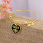 Casey v02 - 18k Gold Finished Heart Pendant Bangle Bracelet