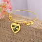 Elvira  v01 - 18k Gold Finished Heart Pendant Bangle Bracelet