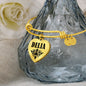 Delia  v01 - 18k Gold Finished Heart Pendant Bangle Bracelet