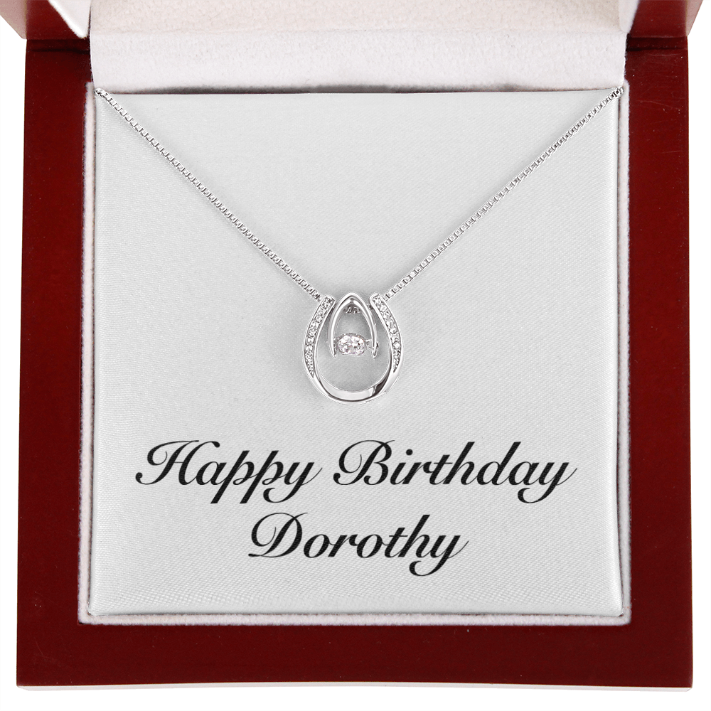 Happy Birthday Dorothy - Lucky In Love Necklace With Mahogany Style Luxury Box
