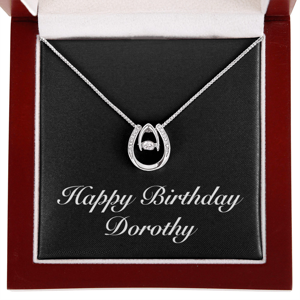 Happy Birthday Dorothy v2 - Lucky In Love Necklace With Mahogany Style Luxury Box