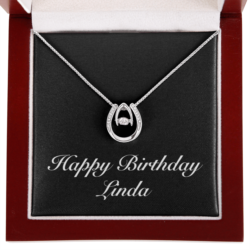 Happy Birthday Linda v2 - Lucky In Love Necklace With Mahogany Style Luxury Box